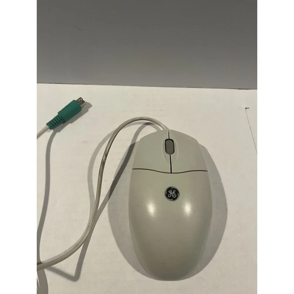 GE Wired PS/2 Mechanical Mouse w/ Scroll Wheel, 3-Button - Beige